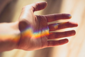 rainbow on a hand
